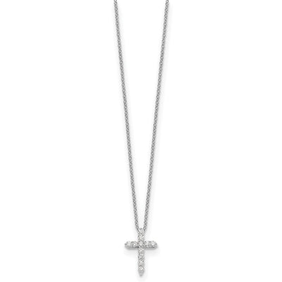 14K White Gold 1/4 carat Diamond Cross Pendant Necklace