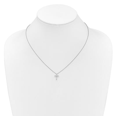 14K White Gold 1/4 carat Diamond Cross Pendant Necklace