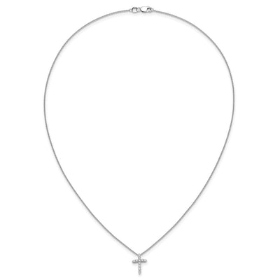 14K White Gold 1/4 carat Diamond Cross Pendant Necklace