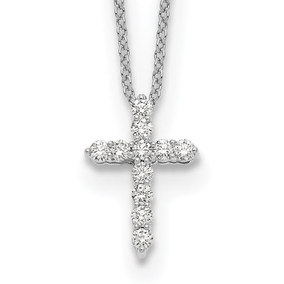 14K White Gold 1/4 carat Diamond Cross Pendant Necklace