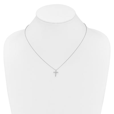 14K White Gold 1/3 carat Diamond Cross Pendant Necklace