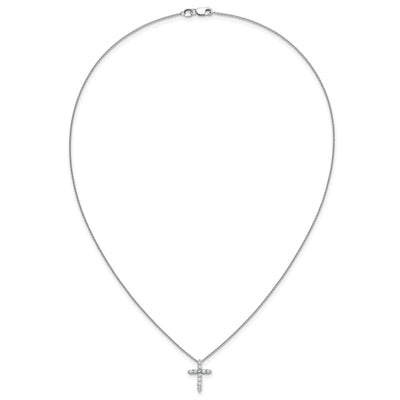 14K White Gold 1/3 carat Diamond Cross Pendant Necklace