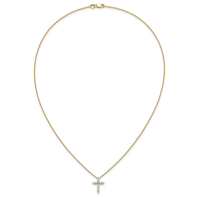 14K Polished 1/3 carat Diamond Cross Pendant Necklace