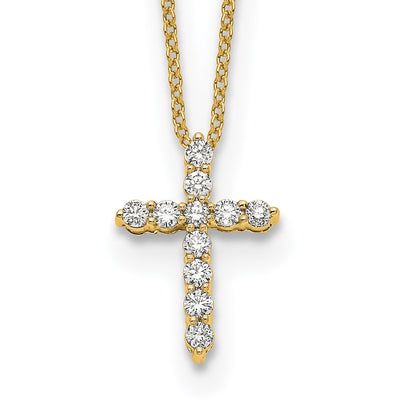 14K Polished 1/3 carat Diamond Cross Pendant Necklace
