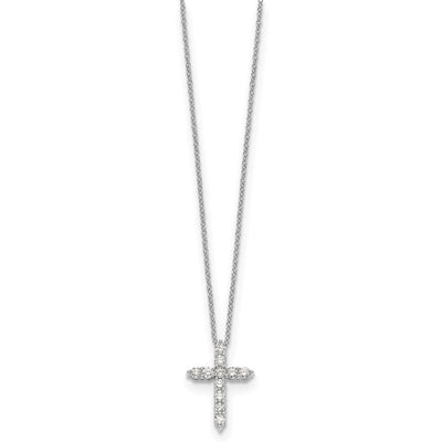 14K White Gold 1/2 carat Diamond Cross Pendant Necklace