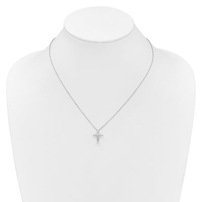 14K White Gold 1/2 carat Diamond Cross Pendant Necklace