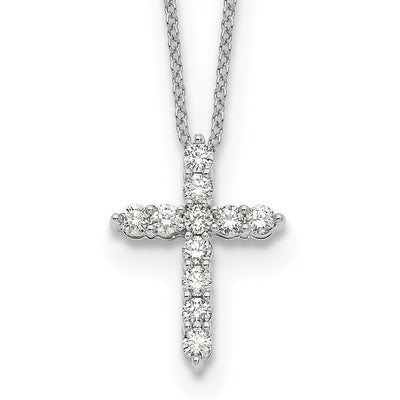 14K White Gold 1/2 carat Diamond Cross Pendant Necklace