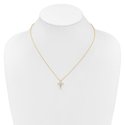 14K Polished 1/2 carat Diamond Cross Pendant Necklace