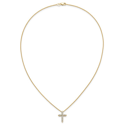 14K Polished 1/2 carat Diamond Cross Pendant Necklace