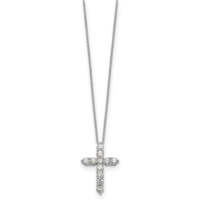 14K White Gold 1 carat Diamond Cross Pendant Necklace