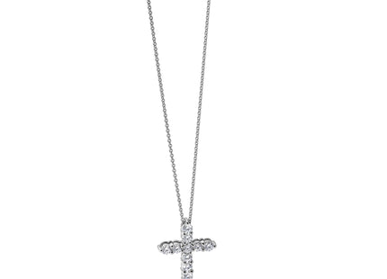 14k White Gold 1 carat Diamond Cross Pendant Necklace