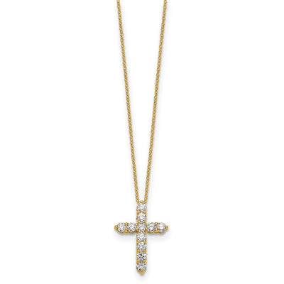 14K Polished 1 carat Diamond Cross Pendant Necklace