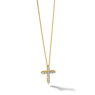 14K Polished 1 carat Diamond Cross Pendant Necklace
