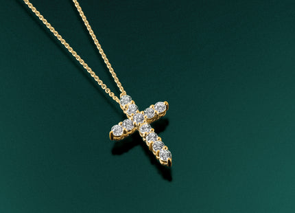 14k Polished 1 carat Diamond Cross Pendant Necklace
