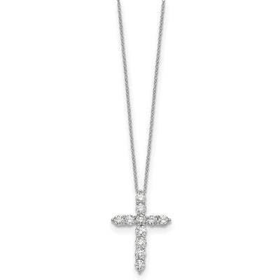 14K White Gold 1.5 carat Diamond Cross Pendant Necklace
