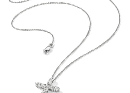 14k White Gold 1.5 carat Diamond Cross Pendant Necklace