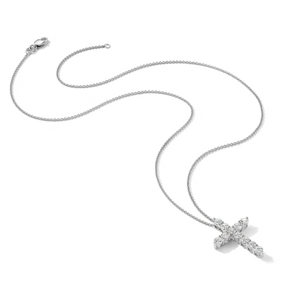 14K White Gold 1.5 carat Diamond Cross Pendant Necklace