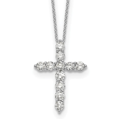 14K White Gold 1.5 carat Diamond Cross Pendant Necklace