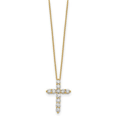 14K Polished 1.5 carat Diamond Cross Pendant Necklace
