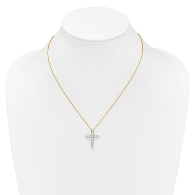 14K Polished 1.5 carat Diamond Cross Pendant Necklace