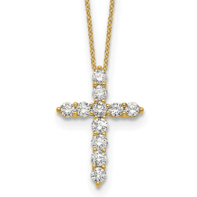 14K Polished 1.5 carat Diamond Cross Pendant Necklace