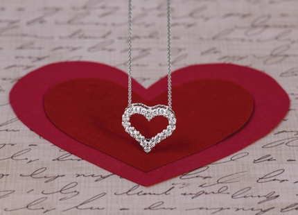 14k White Gold 1 carat Diamond Heart Necklace