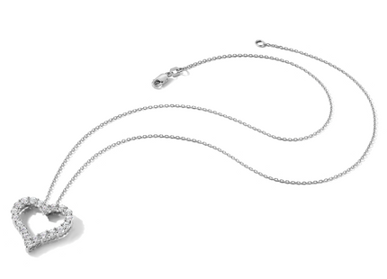14k White Gold 1 carat Diamond Heart Necklace