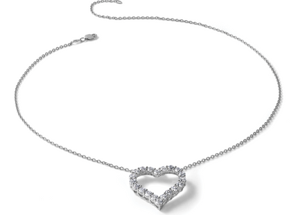 14k White Gold 2 carat Diamond Heart Necklace