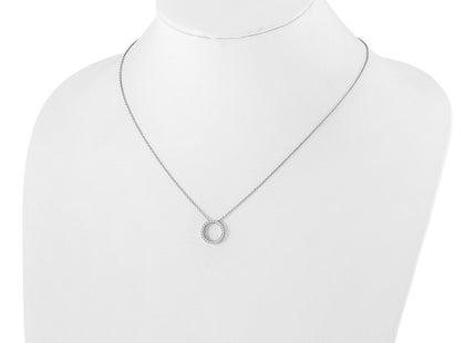 14K white gold diamond circle necklace, another view