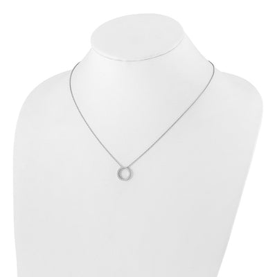 14K White Gold 1/4 carat Diamond Circle Necklace, 18 x 13mm