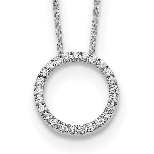 14k White Gold 1/4 carat Diamond Circle Necklace, 18 x 13mm