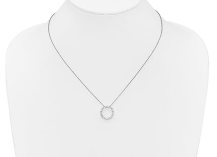 14K white gold diamond circle necklace, another view
