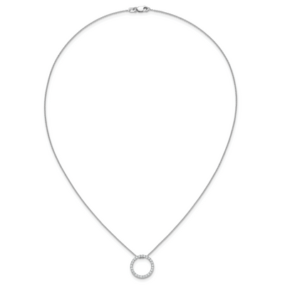 14K White Gold 1/2 carat Diamond Circle Necklace, 18 x 15mm