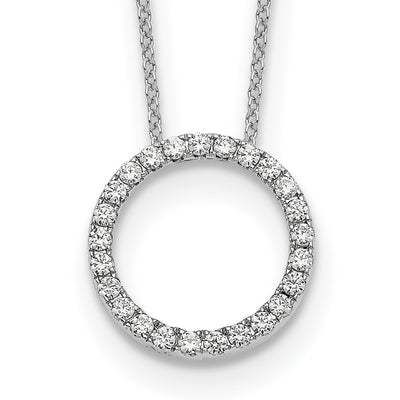 14K White Gold 1/2 carat Diamond Circle Necklace, 18 x 15mm