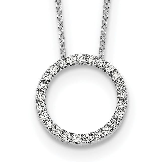 14k White Gold 1/2 carat Diamond Circle Necklace, 18 x 15mm