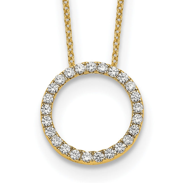 14k Polished 1/2 carat Diamond Circle Necklace, 18 x 15mm