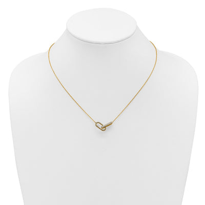 14K Polished 1/15 carat Diamond Interlocked Paperclip Links Necklace