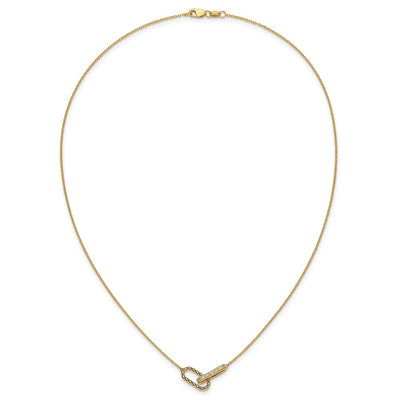 14K Polished 1/15 carat Diamond Interlocked Paperclip Links Necklace