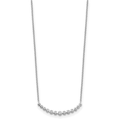 14K White Gold 1/4 carat Diamond Bezel-set Curved Bar Necklace