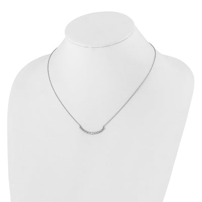 14K White Gold 1/4 carat Diamond Bezel-set Curved Bar Necklace
