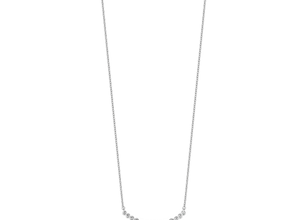 14k White Gold 1/4 carat Diamond Bezel-set Curved Bar Necklace