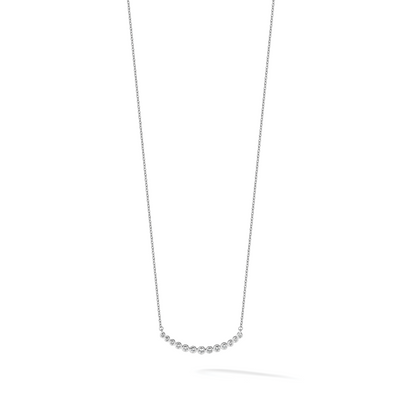14K White Gold 1/4 carat Diamond Bezel-set Curved Bar Necklace