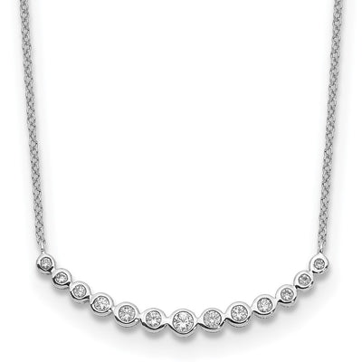 14K White Gold 1/4 carat Diamond Bezel-set Curved Bar Necklace