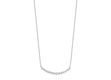 14k White Gold 1/2 carat Diamond Bezel-set Curved Bar Necklace