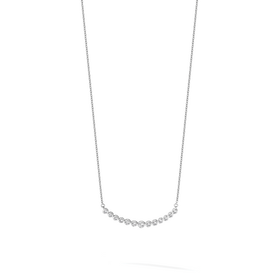 14K White Gold 1/2 carat Diamond Bezel-set Curved Bar Necklace