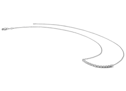 14k White Gold 1/2 carat Diamond Bezel-set Curved Bar Necklace