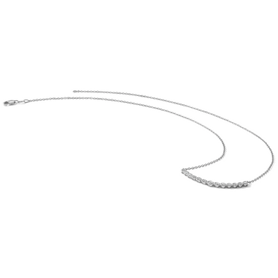 14K White Gold 1/2 carat Diamond Bezel-set Curved Bar Necklace