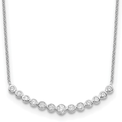 14K White Gold 1/2 carat Diamond Bezel-set Curved Bar Necklace