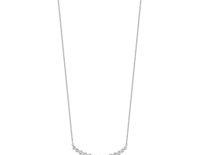 14k White Gold 3/4 carat Diamond Bezel-set Curved Bar Necklace