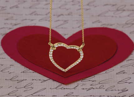 14k Polished 3/4 carat Diamond Heart Necklace